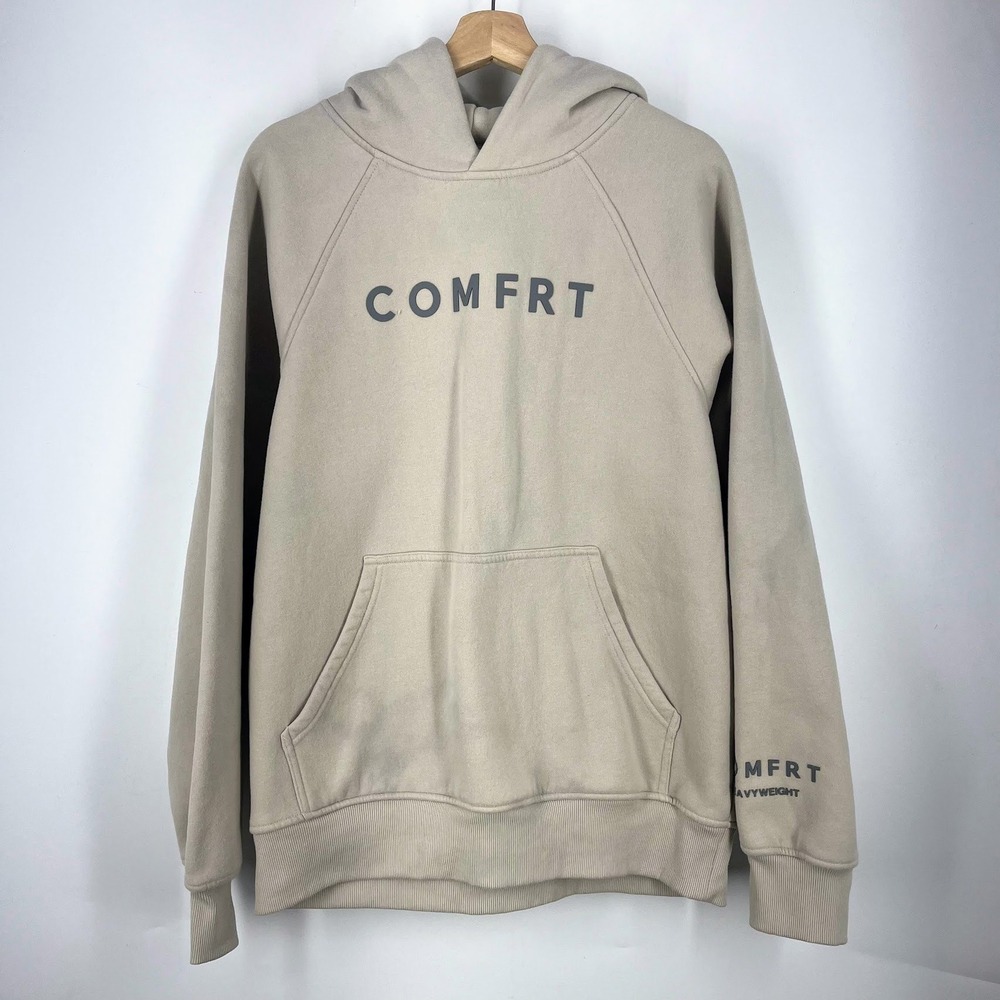 COMFRT Heavyweight Hoodie Tan Beige Raglan Sleeve Pullover Sweatshirt Mens S‎
